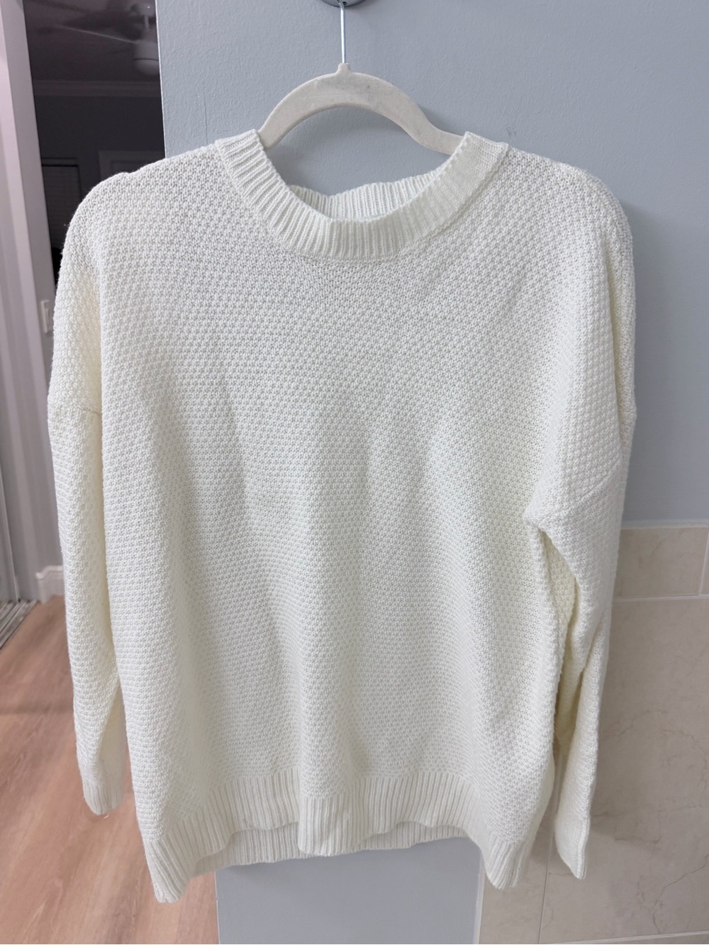 Zenana Outfitters Cream Crewneck Knit Sweater